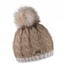 Zimní čepice s kožešinovou bambulí a kontrastním lemem, ANDREA Zimní čepice s kožešinovou bambulí a kontrastním lemem, ANDREA
