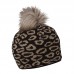 Zimní čepice s kožešinovou bambulí a leopardním vzorek, SASKIA Zimní čepice s kožešinovou bambulí a leopardním vzorek, SASKIA