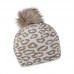 Zimní čepice s kožešinovou bambulí a leopardním vzorek, SASKIA Zimní čepice s kožešinovou bambulí a leopardním vzorek, SASKIA