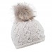 Zimní čepice s kožešinovou bambulí a kamínky, NATALIE Zimní čepice s kožešinovou bambulí a kamínky, NATALIE