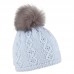 Zimní čepice s kožešinovou bambulí a kamínky, NATALIE Zimní čepice s kožešinovou bambulí a kamínky, NATALIE