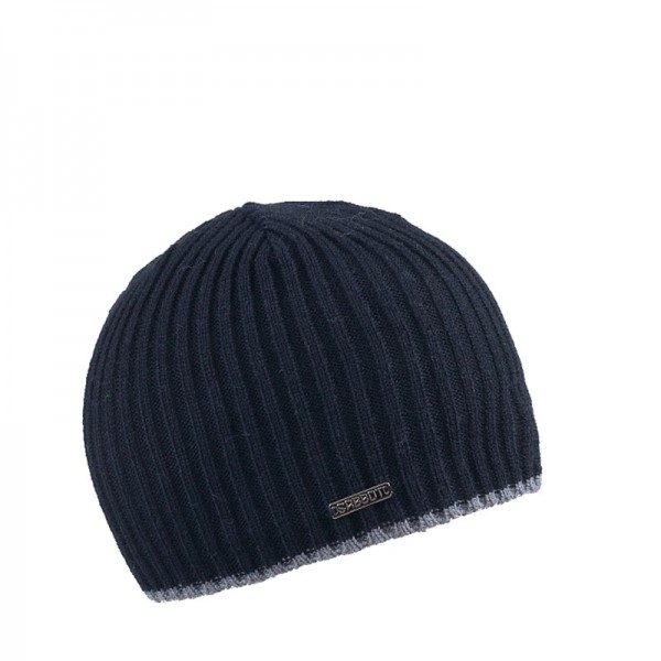 Zimní pánská jednoduchá čepice s kontrastním lemem, MAREK