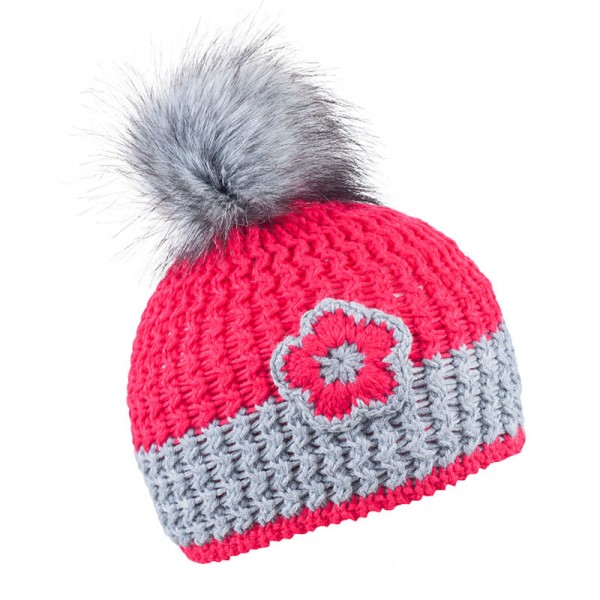 Zimní dětská čepice s kytičkou, KATKA