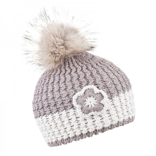 Zimní dětská čepice s kytičkou, KATKA