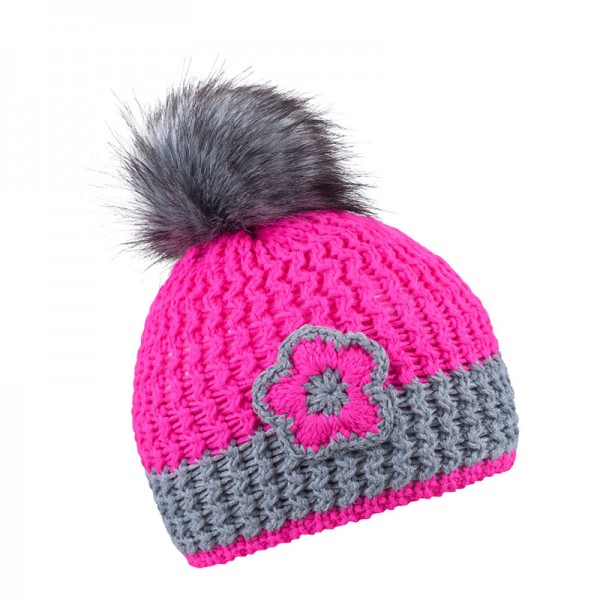 Zimní dětská čepice s kytičkou, KATKA