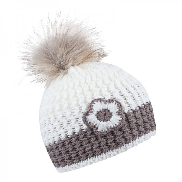 Zimní dětská čepice s bambulí a kontrastním pruhem, NINA