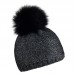 Zimní čepice s kožešinovou bambulí, luxusní materiál s příměsí mohéru, IDA Zimní čepice s kožešinovou bambulí, luxusní materiál s příměsí mohéru, IDA