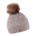 Zimní čepice s kožešinovou bambulí, luxusní materiál extra jemná merino vlna, ROMANA Zimní čepice s kožešinovou bambulí, luxusní materiál extra jemná merino vlna, ROMANA