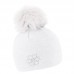 Zimní čepice s kožešinovou bambulí a kamínky ve tvaru vločky, RENATA