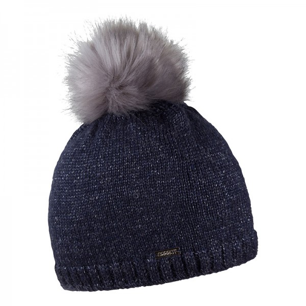 Zimní čepice s kožešinovou bambulí s příměsí mohéru, PETRA