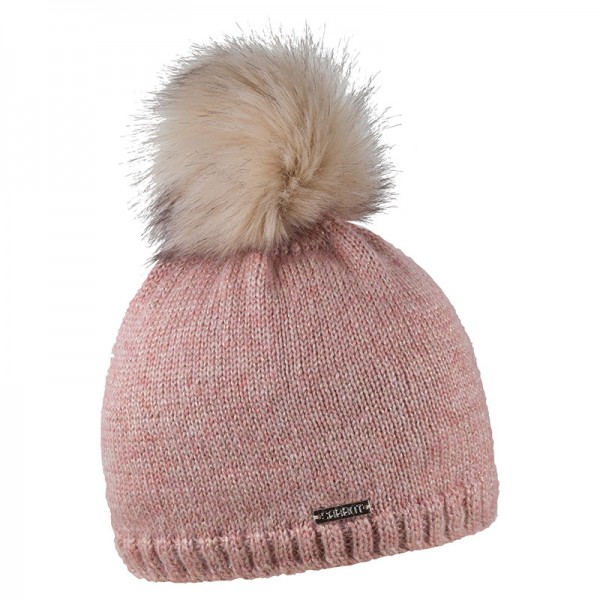 Zimní čepice s kožešinovou bambulí s příměsí mohéru, PETRA