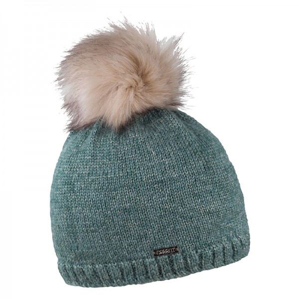 Zimní čepice s kožešinovou bambulí s příměsí mohéru, PETRA