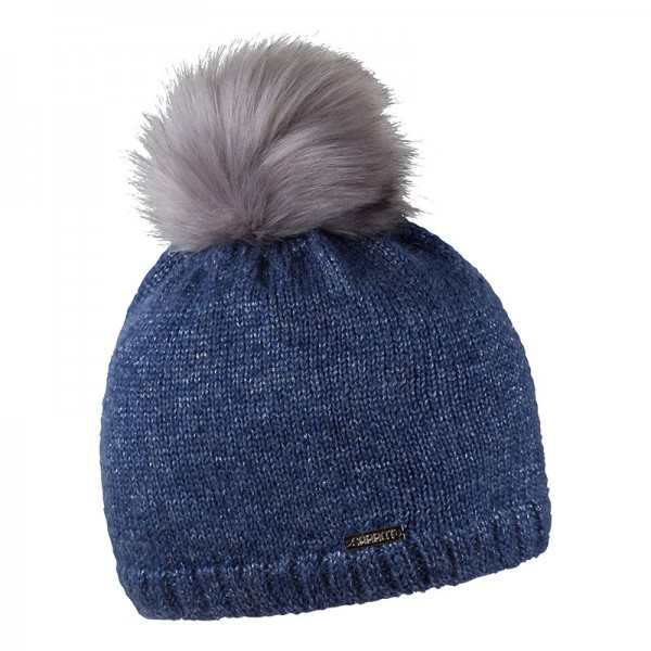 Zimní čepice s kožešinovou bambulí s příměsí mohéru, PETRA