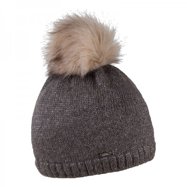 Zimní čepice s kožešinovou bambulí s příměsí mohéru, PETRA