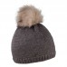 Zimní čepice s kožešinovou bambulí s příměsí mohéru, PETRA