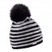 Zimní čepice s kožešinovou bambulí a výraznými pruhy, PAVLA Zimní čepice s kožešinovou bambulí a výraznými pruhy, PAVLA