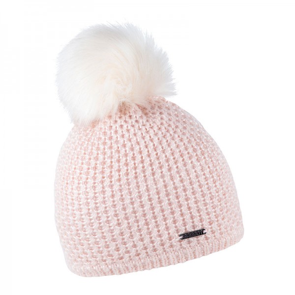 Zimní čepice s kožešinovou bambulí s luxusního materiálu s lesklým efektem, KAMILA