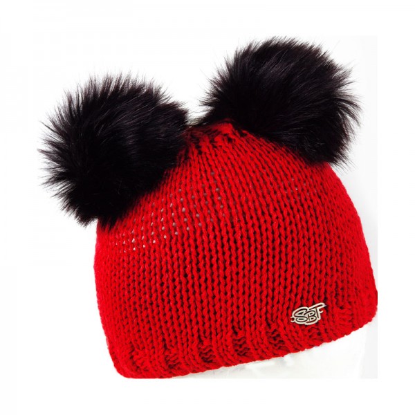 Zimní dětská hřejivá čepice se dvěma bambulemi, IRENKA