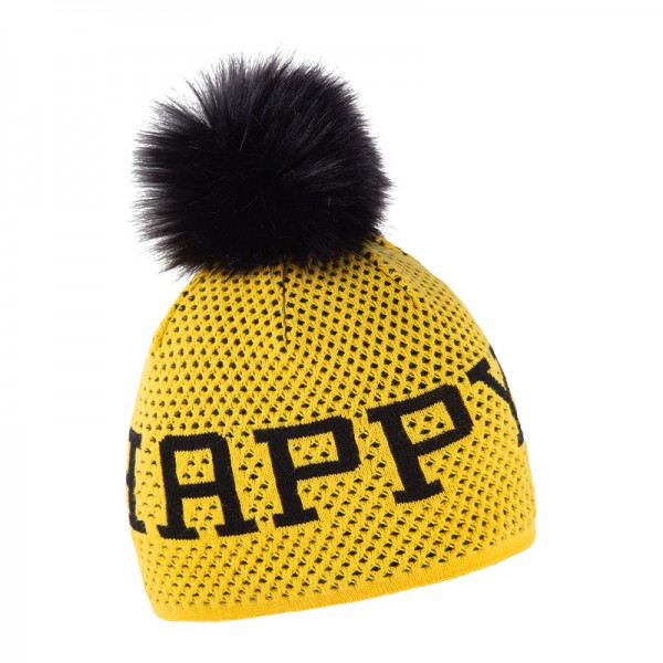 Zimní čepice s kožešinovou bambulí, HAPPY